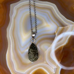 Sterling silver genuine moldavite pendant
